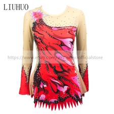 Women Girl Costume Rhythmic Gymnastics Leotards Competition Aerobics Red Teens