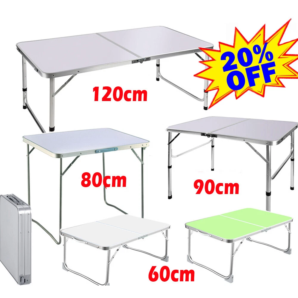 Tavolo da campeggio pieghevole con 2 altezza regolabile , tavolo pieghevole in alluminio portatile da campeggio, picnic, per campeggio, feste, giardinaggio, sala da pranzo, terrazza (bianco, 90 cm