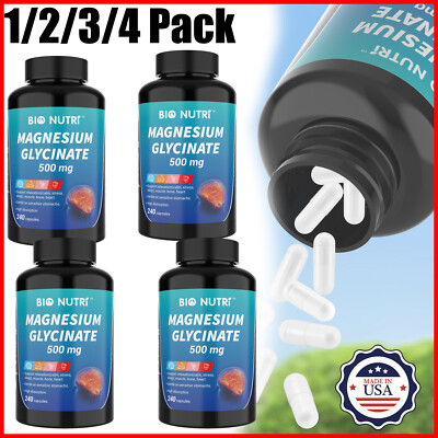 Magnesium Glycinate For Improved Sleep Stress Anxiety Relief 500mg 240 Capsules