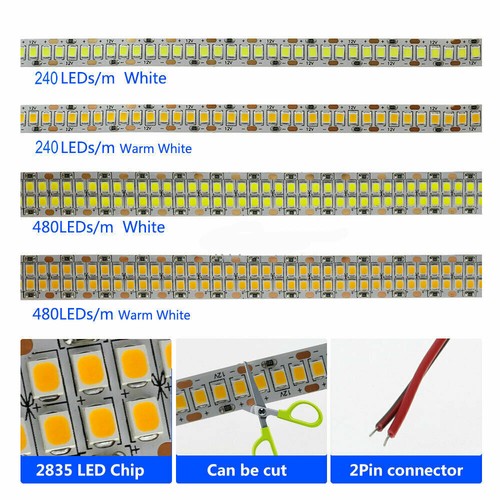 5M led Strip Light 2835 SMD 240LED/m 480LED/m Flexible waterproof White RGB tape - Picture 7 of 29