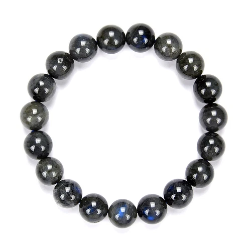 Natural Black Labradorite Gemstone 8MM 10MM 7.5 inch Round Bracelet(S22) - Picture 2 of 3