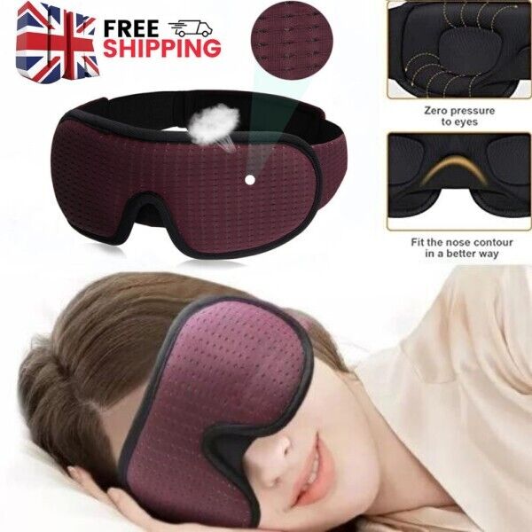 Eye Mask Cover Soft Padded 3D Sleep Sponge Breathable Masks Travel Aid Rest UK