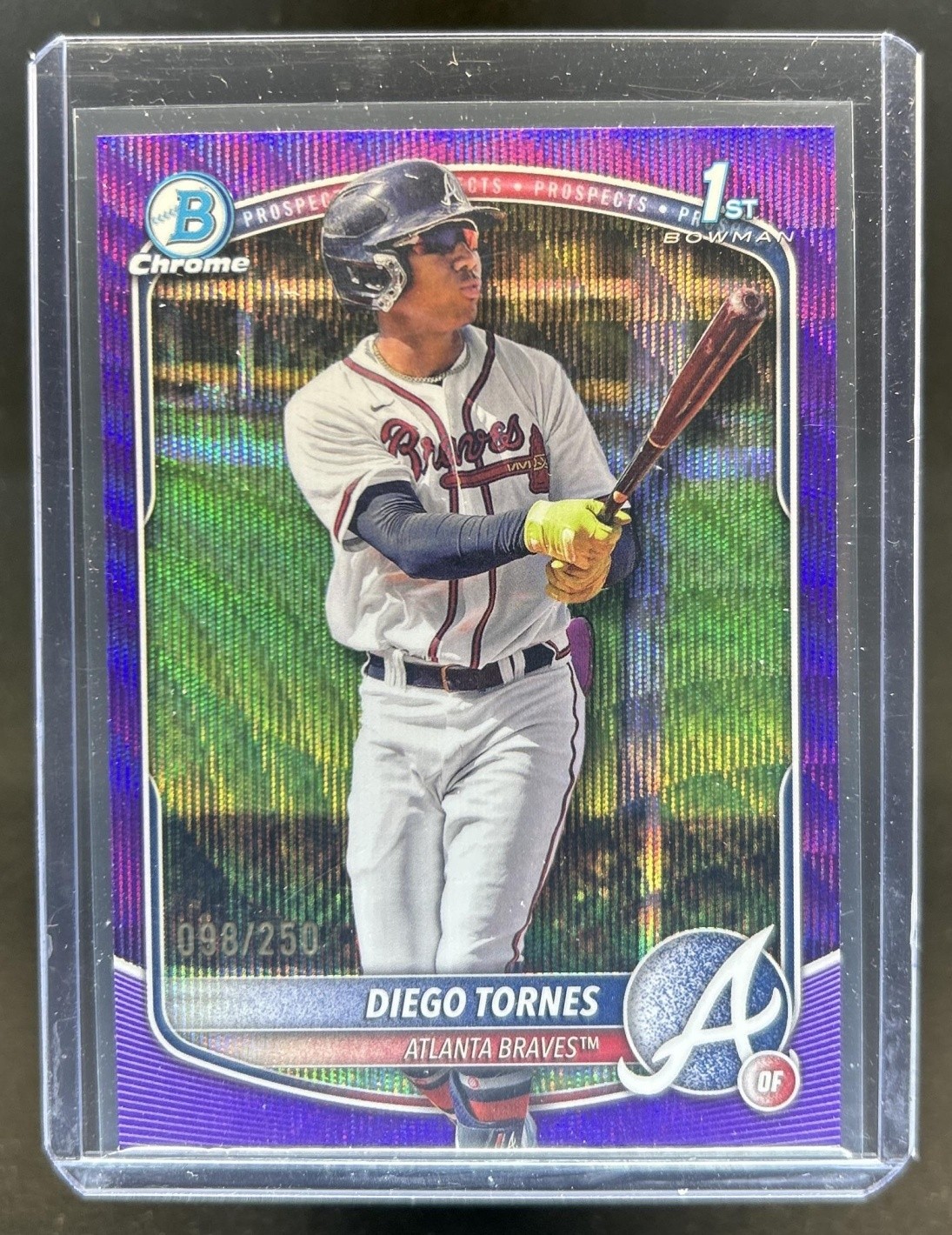 2025 Bowman Chrome Diego Tornes Purple Wave Refractor 1st Prospect #/250 Braves