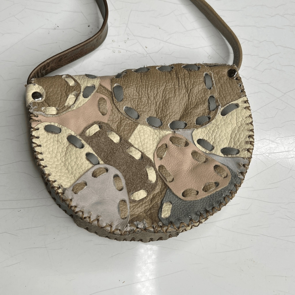 handmade, upcycled leather patchwork crossbody sa… - image 1