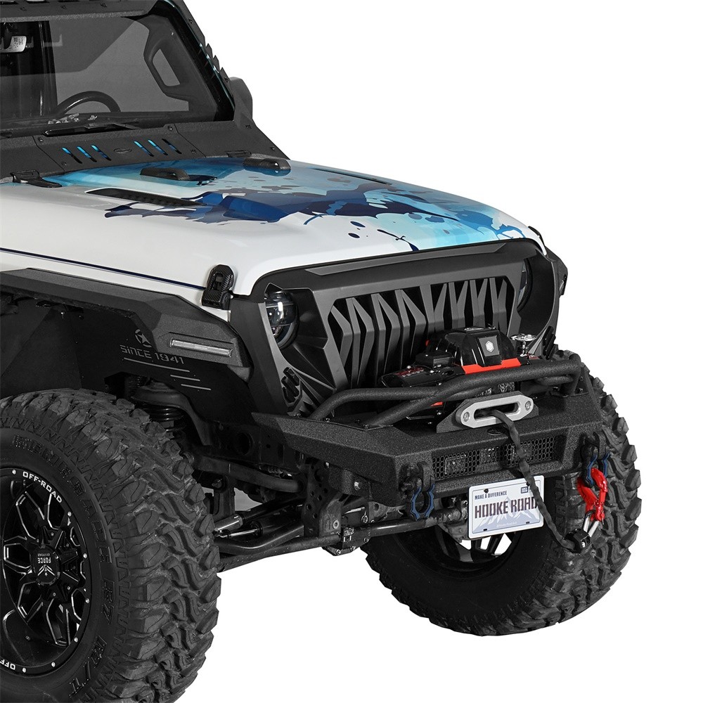 FIT 2018-2026 JEEP WRANGLER & GLADIATOR STEEL FRONT BUMPER W/BULL BAR & LEDS