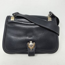 Vintage 60s/70s Gucci Boutique Navy Blue Leather Shoulder Purse Front Lock Italy