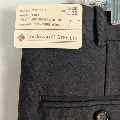 VTG Cordovan & Grey Mens Pleated Cuffed Dress Pants 40x32 High Waisted Trousers