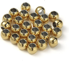 60 Pcs Gold Plated Stainless Steel round Spacer Beads 3Mm Hole, Seamless Loose B