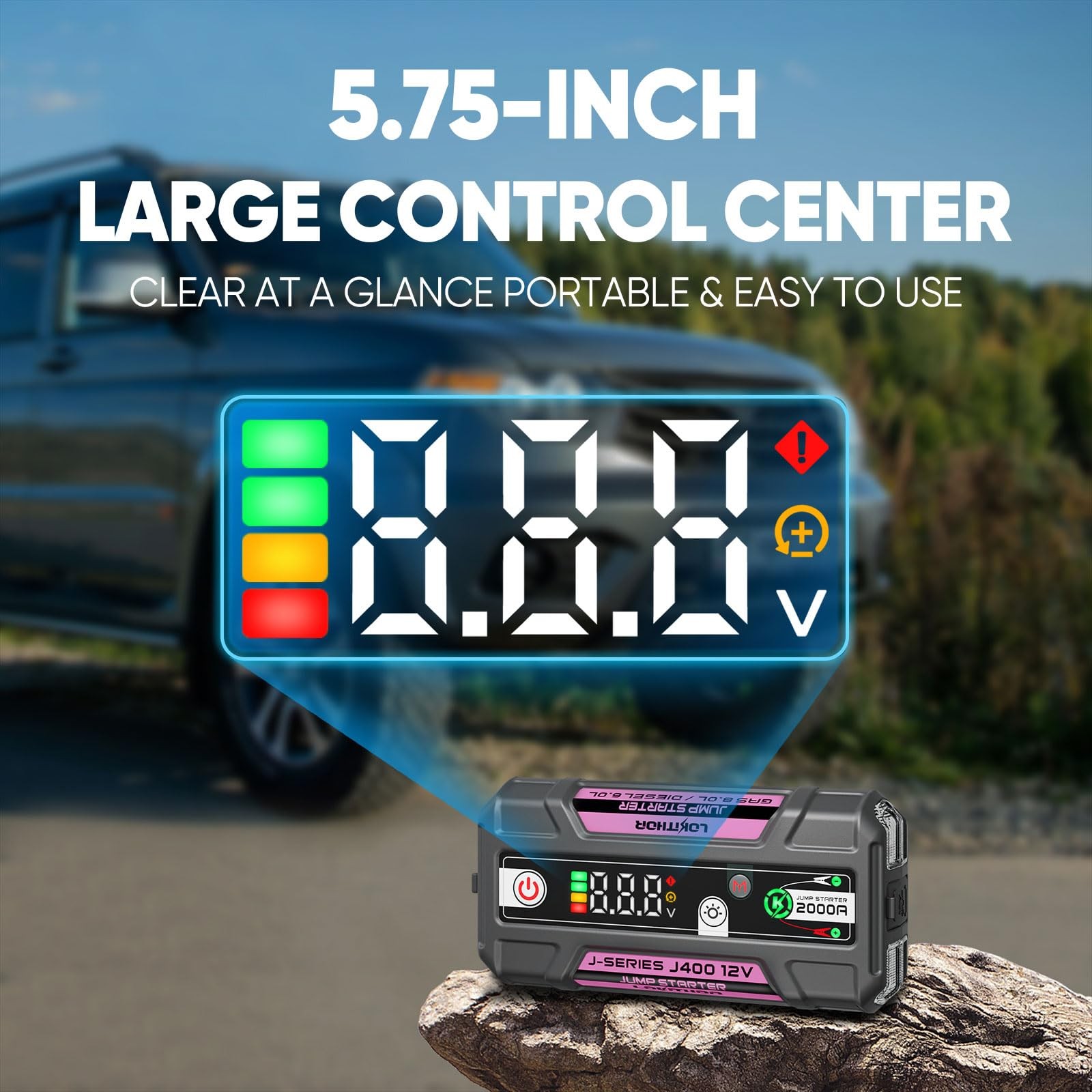 LOKITHOR J400 Jump Starter with ConnectMax Tech, 2000A 12V, pink