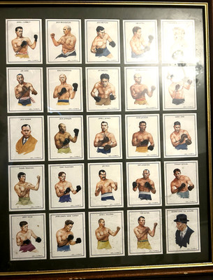 Kompletter Satz 25 Vintage Zigarettenkarten ft Boxing Greats 1704-1897 gerahmt