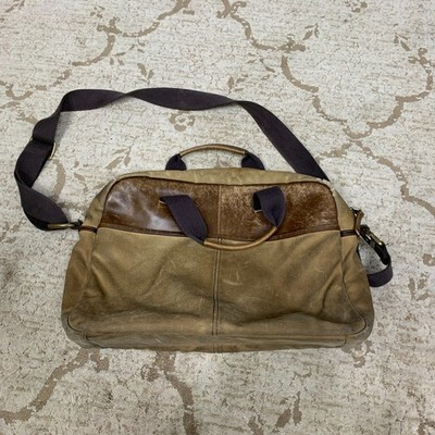 TUMI Portfolio Briefcase Shoulder Bag Bethlehem Leather Waxed Canvas Terrain