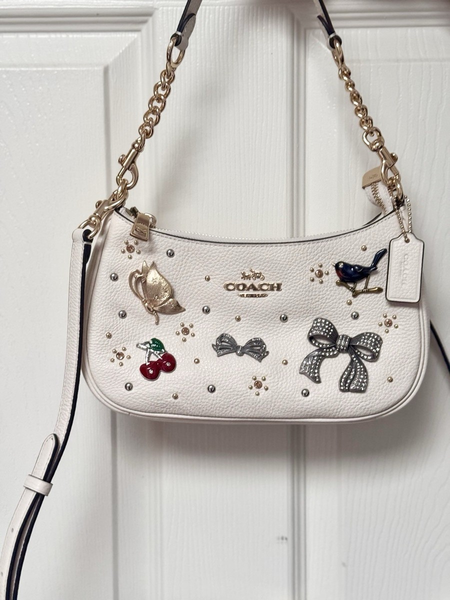 NWT Coach Teri Shoulder Bag With Pins CCE87 Limited Edition Chalk