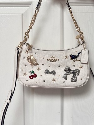 NWT Coach Teri Shoulder Bag With Pins CCE87 Limited Edition Chalk