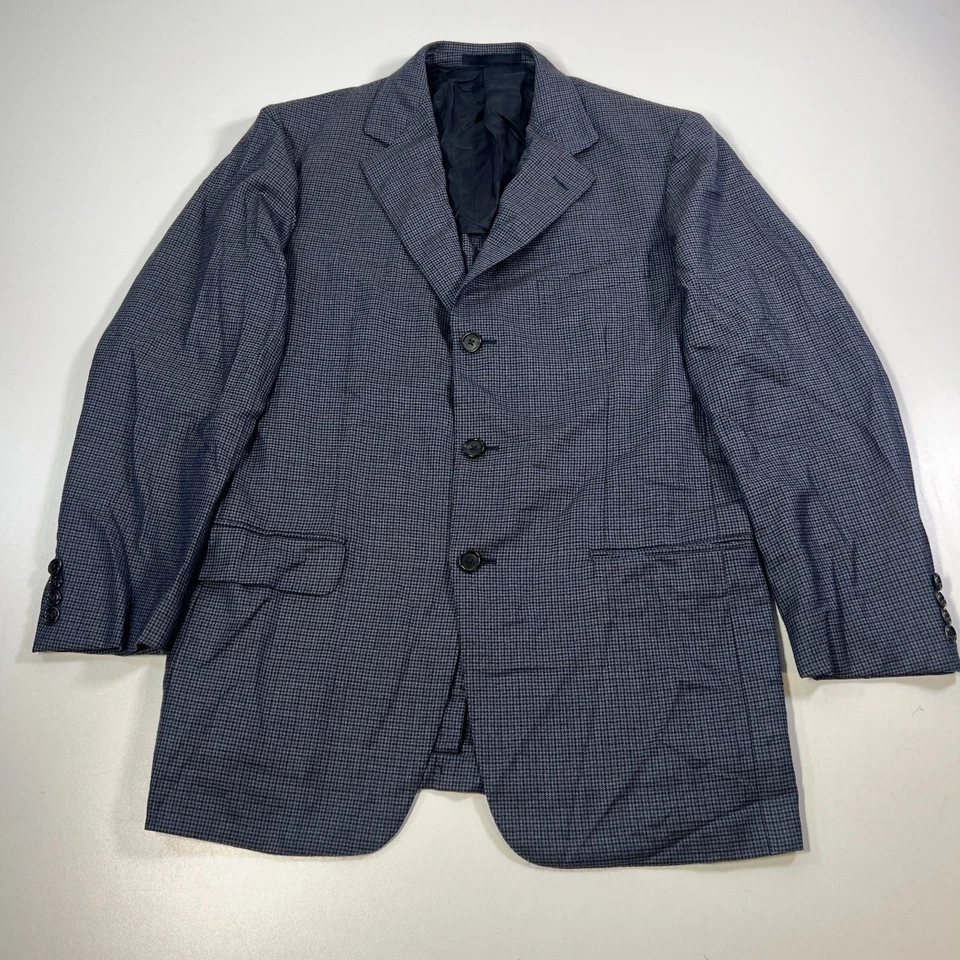 Ermenegildo Zegna Blazer мужской 42R чистый кашемир гончая синий неструктурированный - Изображение 2 из 4