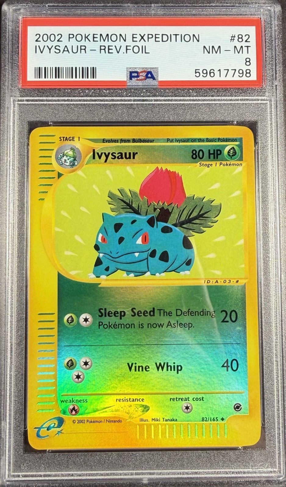 2002 Pokémon Expedition 82 Ivysaur Reverse PSA 8 NM-MT