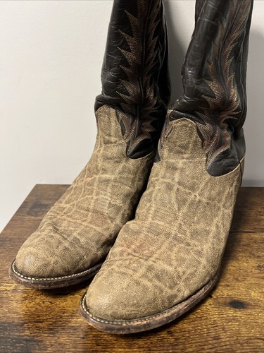 VTG Tony Lama GOLD LABEL 8601 Men’s Exotic Elephant Cowboy Boots Sz 10.5D - Picture 4 of 13