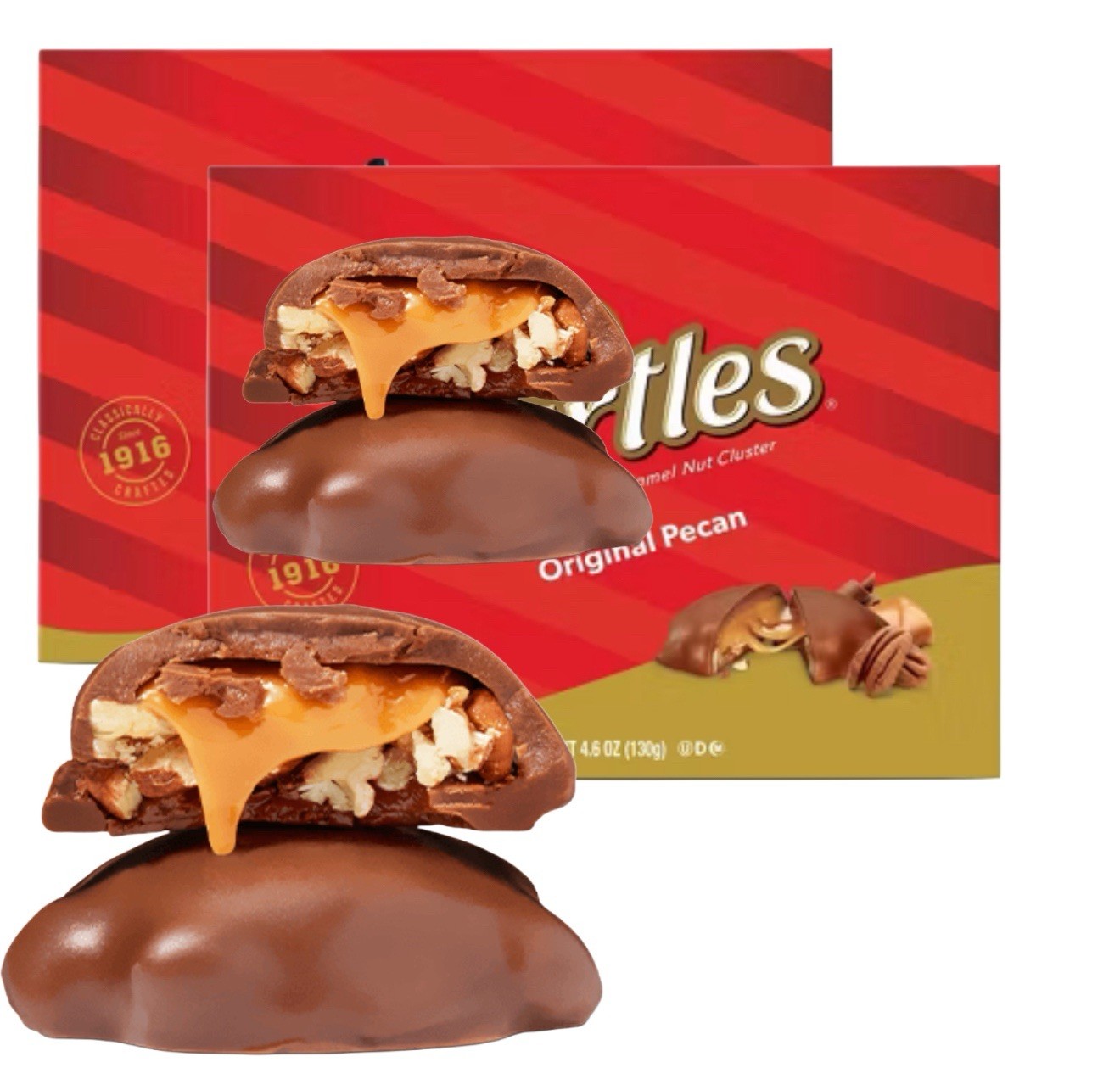 Demets Turtles Original Pecan Carmel Nut Clusters, 2-Pack, 4.6oz Each