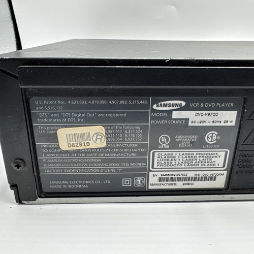 Samsung VCR & DVD Combo Player DVD-V9700 4-Head Hi-Fi + Cords, No Remote- Works - Picture 4 of 7