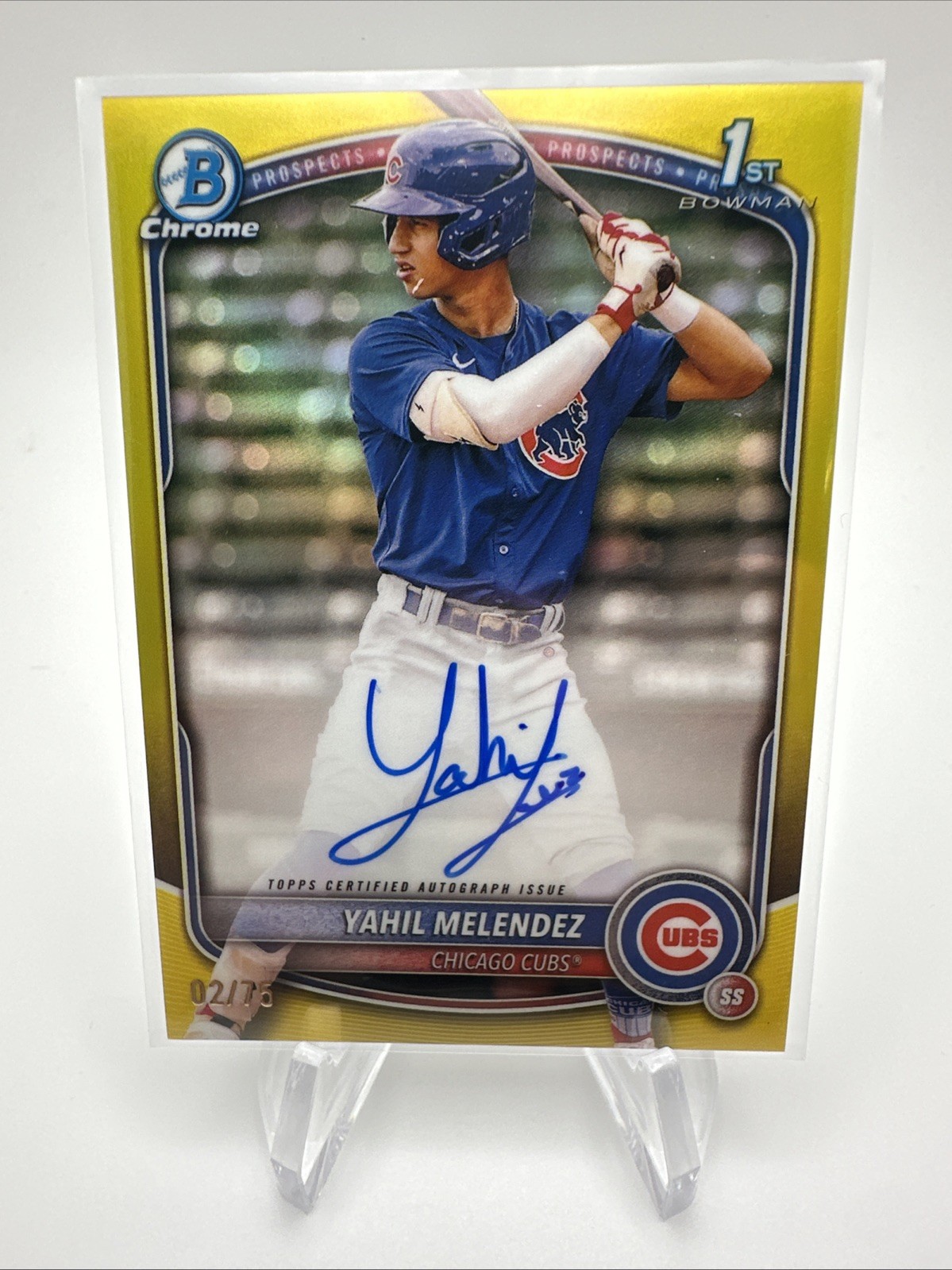 2025 Bowman Chrome YAHIL MELENDEZ #CPA-YM 1st Yellow Refractor Auto /75 Cubs