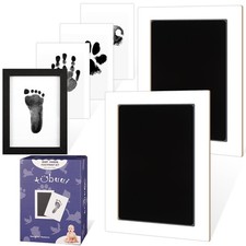 Baby Footprint Kit with Wooden Frame Inkless Hand Footprint Pad Set