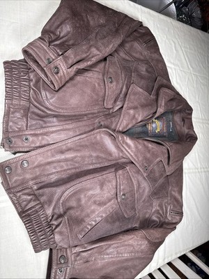 Adventure Bound By Wilsons Men s Vintage Brown Leather Bomber Jacket Size XL YKK