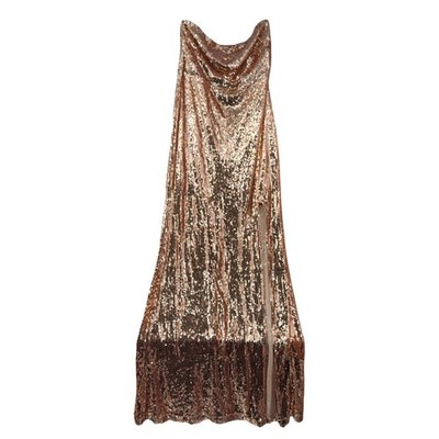 Fashion Nova Rose Gold Sequin Strapless Maxi Dress with Slit Size 2X | eBay