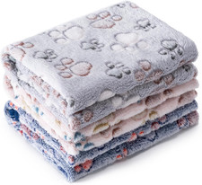 1 Pack 3 Blankets Super Soft Fluffy Premium Fleece Pet Blanket Flannel Paw Print