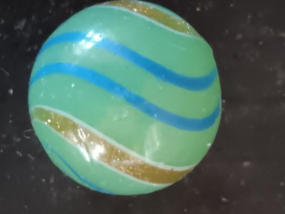 Blue Gold Swirl Handmade  German marble. .88 inch. vintage . My collection soon 