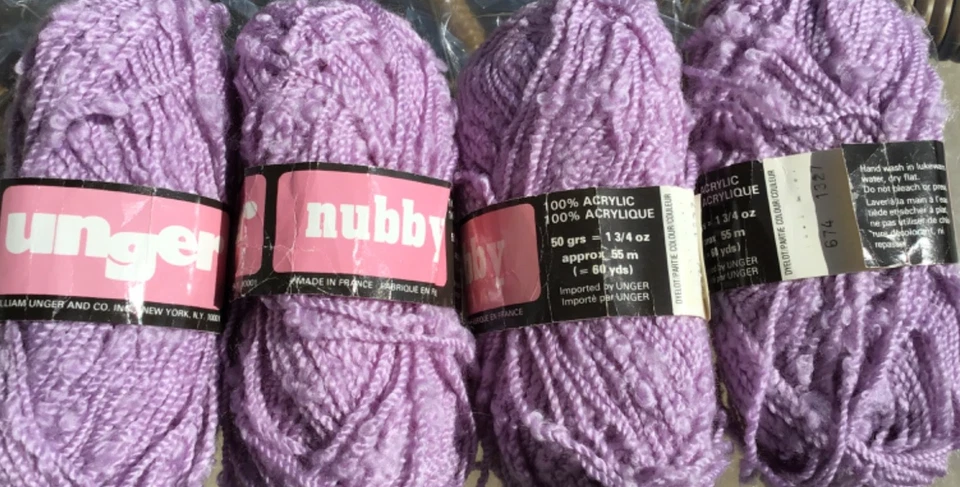 LOTE de 4 madejas boucle mismo tinte Unger Nubby LILA hilo de moda púrpura Francia 1327 Foto 3 de 4