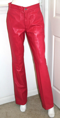 VTG Ralph Lauren 100% Pink Leather Pants Black Label Collection Made in USA Sz 8