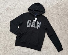 NWT GAP Men  s Full Zip Logo Hoodie Black Size XS