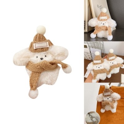 Plush Dog Backpack Pendant Keychain Furry Animal Keyring Jewelry for Kids Bag