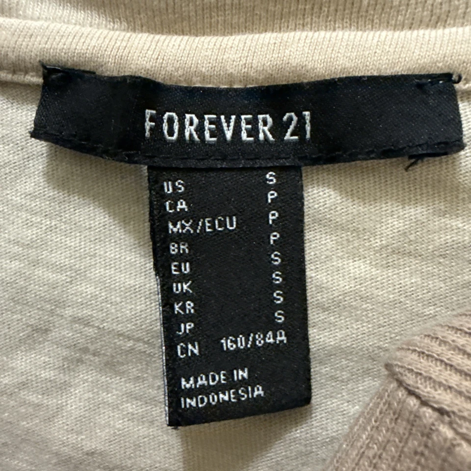 2 Forever 21 Mujer Top Corto S/M Gorra Manga Larga Acanalado Abotonado Pullover Foto 3 de 4