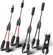 OYMSAE 2 Pairs Solar Connectors Y Branch 2 pairs M/FF & F/MM + 1 spanner 