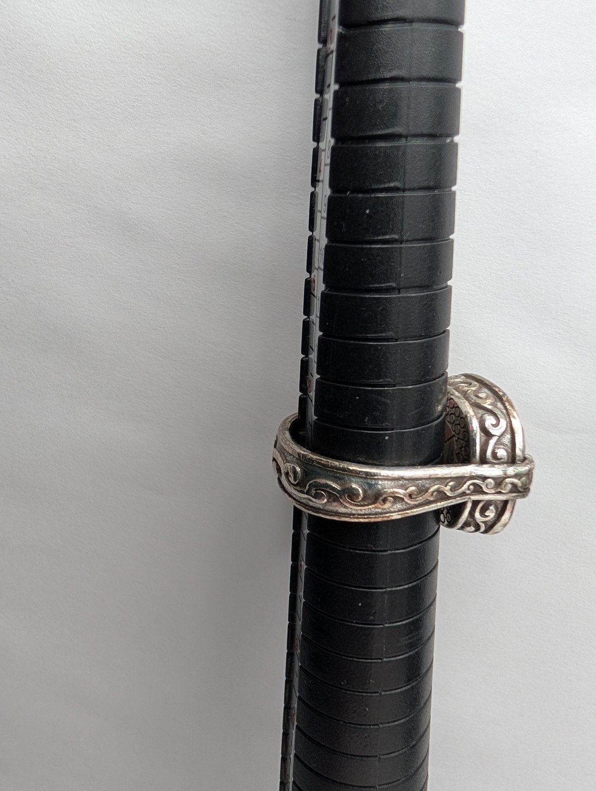 Brighton Silver Tone Scroll Statement Ring Smoky … - image 6