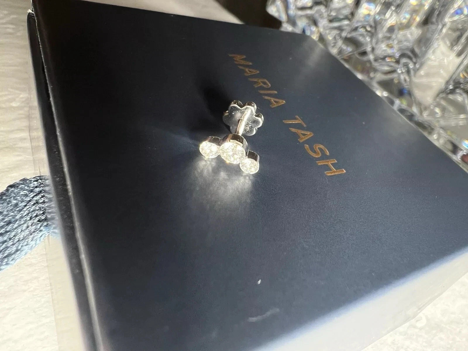 Maria Tash Invisible Set Three Diamond Curve Threaded Stud Earring RRP £2020 New image 5