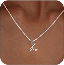 Initial Necklaces for Women Trendy, Dainty Silver Letter Necklace Cute