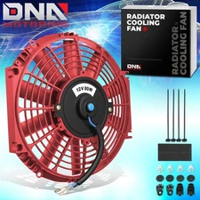 10" 12V ELECTRIC SLIM PUSH/PULL RED ENGINE BAY COOLING/RADIATOR FAN+MOUNTING KIT