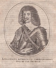 Louis de Bourbon Comte de Soissons Dauphine Champagne Portrait Copperplate 1650