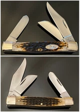 Rare Case XX 1986 6392 Lrg. 4”Stockman Knife,2 Diff. Type Handle Jig Designs,NEW