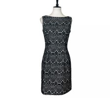 Tahari ASL Arthur Levine Black And White Lace Overlay Sheath Dress Size 14