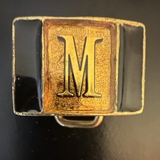 Vintage Gold Tone Initial M Slide Belt Buckle Metal Hardware Fits 1.5 in Belt
