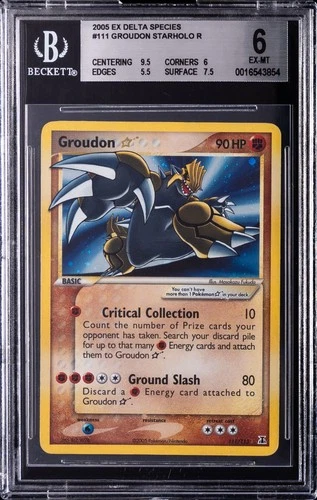 2005 POKEMON EX DELTA SPECIES #111 GROUDON STARHOLO R BGS 6