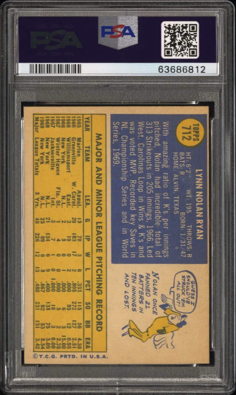 1970 Topps Nolan Ryan #712 PSA 7 view 2