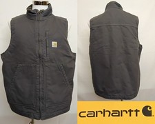 Carhartt Canvas Duck Fleece Lined Vest Men's L Gray Full Zip NWT Z5299