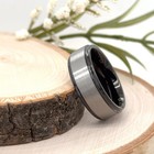 8mm Black tungsten Carbide Band Silver Brushed Finish Christmas Gifts Men Ring — photo 4