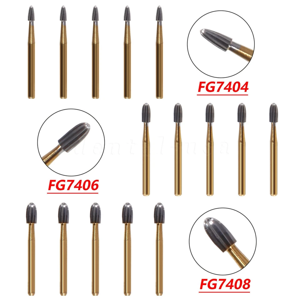 Dental Carbide Burs Trimming & Finishing Egg Football FG 7404 7406 7408 - Image 3 of 4