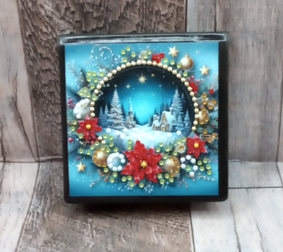 Finished Diamond Art -Winter Scene Memo Paper/Post-A-Note Holder