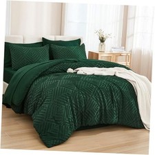 King Size Comforter Set 7 Pieces Dark - Bed in a King 104"x90" Emerald Green
