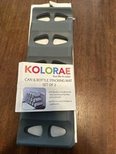 KOLORAE Can Bottle Stacking Mats Grey Silicone Pantry Refrigerator - SET OF 2
